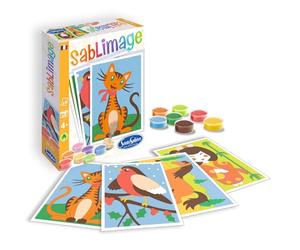Sentosphère - Sablimage Mini Copains Calins- Kit loisirs créatifs enfant - 4 tableaux en sable - 9 couleurs de sable coloré - Concept Box avec cadre - Dès 4 ans - Fabriqué en France - 8100