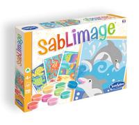 Sentosphère - Sablimage Poissons et Dauphins - Loisir Créatif - Dès 4 ans | 4-Tableaux en sable - 16 Couleurs de Sable Coloré - Concept Box avec Cadre - Activité manuelle - Fabriqué en France - 880