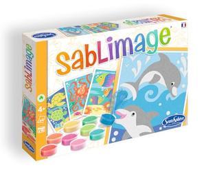 Sentosphère - Sablimage Poissons et Dauphins - Loisir Créatif - Dès 4 ans | 4-Tableaux en sable - 16 Couleurs de Sable Coloré - Concept Box avec Cadre - Activité manuelle - Fabriqué en France - 880