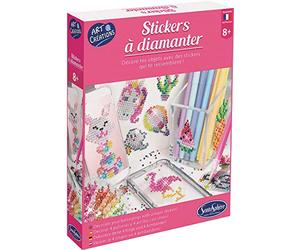 Sentosphère - Sticker à diamanter - Coffret créatif pour enfants - Dès 8 ans - Création de stickers brillants avec strass colorés - Kit complet avec crayon, cire, plateau, et vernis - 32540