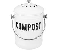 Senua Poubelle à compost d'intérieur en acier inoxydable pour comptoir de cuisine, seau à compost inodore pour déchets alimentaires de cuisine avec poignée de transport, 5 litres, facile à nettoyer