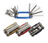 Senven 11-en-1 Outil de Réparation de Vélo Pliant Portable Multifonctions, Mini Outil de Réparation en Acier Inoxydable