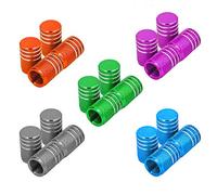 Senven 20pcs Capuchon Potence en Aluminium Couleur de hautequalité, soupape Anti-poussière pour Voiture, Moto, Camion, Bicyclette afin d'éviter Les fuites d'air - Valve Pneu Universelle - 5 Couleurs.