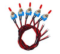 Senven 5pcs professionnelle mini commutateur à bascule avec pré-câblé, sur-arrêt à 2 positions 3 broches 3v / 5v / 12v / 220v / 240v pour voitures, camions, bateaux - 3a 250vac / 6a 125vac