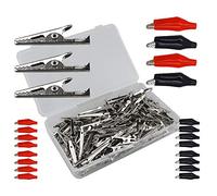 Senven 60pcs pince crocodile 20Pcs manchon isolant, pince crocodile en métal test pince crocodile test par le biais du travail d'électricien, clip d'isolation en métal la batterie pince crocodile