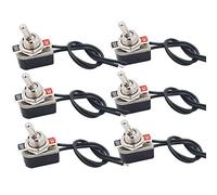 Senven 6pcs professionnel Interrupteur à bascule, avec interrupteur à bascule en métal précâblé SPST à 2 positions ON-OFF 2 broches pour voitures, camions et navires - 3A 250VAC / 6A 125VAC
