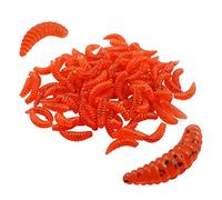 senven elec Lot de 100 leurres de vers de terre artificiels en silicone souple biomimétique - Leurres de pêche - Vers rouges - En plastique - Environnement vert - Forte tentation - Ver rouge