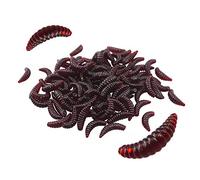 Senven Ver Artificiel, Silicone Doux Biomimetic Leurres Ver Leurres de pêche Simulation vers Rouges en Plastique Vert Environnement Fort Tentation Appât Faux - Rouge foncé 100Pcs