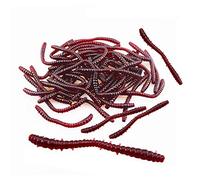 Senven Ver Terre Artificiel, Biomimetic Soft Silicone Ver Terre Appâts Ver La Pêche Leurres Simulation vers Rouges en Plastique Vert Environnement Fort Tentation Appât Faux - Red Worm 100Pcs