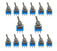 Senvenelec 14pcs professionelle Auto Mini-Kippschalter,SPDT 6A 125V AC ON-ON 2 Digit 3 Pin, für Autos, LKW, Boot, Instrumententafel, elektrische Modifikation.