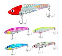 senvenelec 5 pièces VIB Leurres de pêche durs, Kit de leurres à manivelle, Leurres VIB en métal avec, Lame Spinner, Kit de leurres à manivelle, Appâts Spinner Blades, Leurres de pêche 3D Eyes.