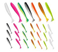 Senvenelec Appât Artificiel, appât bionique en Silicone Souple, appât de pêche au ver, Simulation Appât à Queue en T, appât Puissant, Faux appât - 28 Pcs.