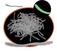 senvenelec Appât de pêche Artificiel, appât de pêche au ver bionique en Silicone Souple simulant Un ver en Plastique de Protection de l'environnement Vert, appât Puissant Lumineux - Environ 100 pcs.