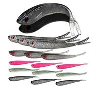 senvenelec leurre pêche Artificiel, Yeux Poisson 3D, Silicone Souple bionique, Queue Fourche, leurre pêche simulé, matériau Protection l'environnement Vert, Bonne résistance à la Traction - 15Pcs.