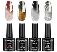 Senvenski Changement de couleur Vernis Semi Permanent, Vernis à Ongles Gel Temperature Rouge Noir Blanc Gris Marron Doré Briller Caméléon Mood UV LED Art Kit pour French Manucure (WB018)