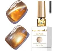 Senvenski Gelée Stained Glass Cat Eye Semi-Permanent Nail Polish, 15 Ml Cat's Eye Magnetic Gel 3d Holographic Shiny Translucent Colour Gel Polish For French Manicure (Brown, 13.5 Ml)