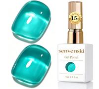 Senvenski Jelly Vernis Semi Permanent 15ml - Couleurs Transparentes et Naturelles - Kit Starter UV LED Nail Art - Professionnelle à la maison - Pour French Manucure (Teal, BT016)