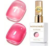 Senvenski Jelly Vernis Semi Permanent 15ml - Couleurs Transparentes et Naturelles - Kit Starter UV LED Nail Art - Professionnelle à la maison - Pour French Manucure (Pink, BT005)
