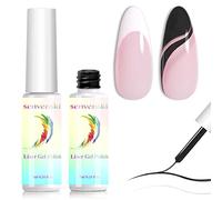 Senvenski Liner Vernis Semi Permanent, Vernis à Ongles Gel Art Gel Paint Design Set Blanc Noir Couleur Brosse Fine Shellac Cadeau UV LED Art Kit pour French Manucure (LX2-002)