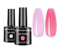 Senvenski Rose Gelée Vitrail Vernis Semi Permanent, Vernis à Ongles Gel Cristal Transparente Nudité Couleur Shellac Cadeau UV LED Art Kit pour French Manucure (CS2-001)