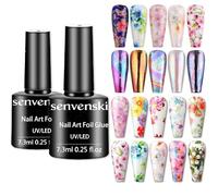 Senvenski Vernis Transfert Foil, Nail Foil Glue Gel Vernis Semi Permanent, 7.3ml x2 Tranfer Glue for Autocollants Manucure Gel de transfert de feuille (TB007)