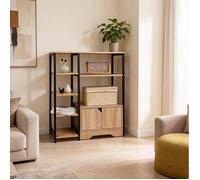 SENVIRO Bibliothèque 2-en-1 80 x 35 x 97 cm portes MDF effet bois clair