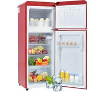 SENVIRO Réfrigérateur combiné rétro double porte pose libre 105 5 x 41 x 45 5 cm 92 L dont congélateur 28 L éclairage LED rouge