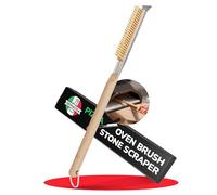 Senwosa Brosse de Four à Pizza de 55,9 cm avec grattoir à Pierre - Poils en Acier Inoxydable, Long Manche, résistante à la Chaleur - Compatible avec Les Fours à Pizza Ooni 12