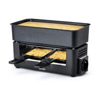 SENYA Appareil Raclette Fondue 2 Personnes Compact 2-en-1 350W | Système connectable - Grill 230°C - Poêlons antiadhésifs - Jusqu'à 8 pers.