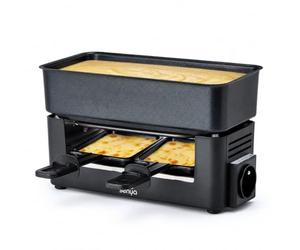 SENYA Appareil Raclette Fondue 2 Personnes Compact 2-en-1 350W | Système connectable - Grill 230°C - Poêlons antiadhésifs - Jusqu'à 8 pers.