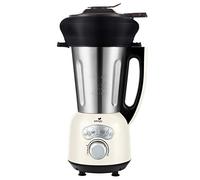 Senya Blender Chauffant Inox Cook & Ice V3 Crème, Mixeur Soupe Veloutée/Moulinée, Cuisson Vapeur, Glace Pilée Smoothies, 1,5L, 1400W, et son panier vapeur en silicone piable de 2L SYCP-HB008CA