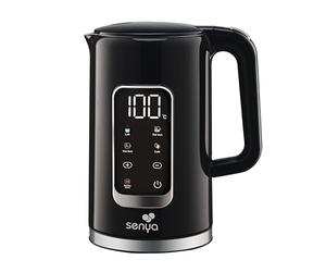 SENYA Bouilloire Électrique 1,7 L Inox - Température Réglable 40-100°C - Écran LCD - Maintien au Chaud 2h - 5 Programmes Thé Café - 2200W - Socle 360° - Double Paroi Anti-Brûlure