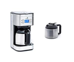 Senya cafetière électrique programmable Inox Hot Coffee, verseuse isotherme en acier inoxydable, fonction sélecteur d’arôme, maintien au chaud, 1,2L, 800W & NYA Verseuse isotherme pour vos Cafetières