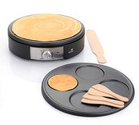 SENYA Crêpière Électrique 2 en 1 : 2 Plaques Interchangeables (Crêpe 30 cm ou 4 Mini Crêpes) - 1500W cuisson rapide - Appareil Crêpes Party - Thermostat Réglable - Revêtement Antiadhésif Sans PFOA