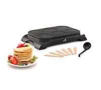 SENYA Crêpière électrique - Machine à crêpes 1000W - Plaque Antiadhésive Ø11,5 cm, Cuisson Rapide, crêpes, pancakes, 6 Spatules Bois + Louche, Mini Crêpe Party Facile à Nettoyer