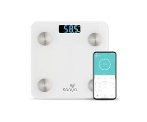 SENYA Pèse personne conectée, Balance connectée Bluetooth pour un suivi quotidien de votre santé via l’application Fitday, balance salle de bain blanc - SYWB-S007