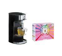 Senya Set Machine à thé, théière électrique Noire Tea Time & Le Coffret Découverte Comprenant 72 sachets -Les 2 Marmottes, Plastique, 550 milliliters