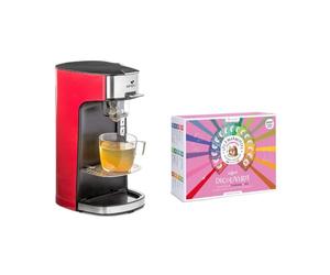 Senya Set Machine à thé, théière électrique rouge Tea Time & le Coffret Découverte comprenant 72 sachets - Les 2 Marmottes SYPK-011R