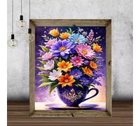 Senyanr 5D Bouquet Coupe Fleur Diamond Painting Adulte,Broderie diamant painting Complet,DIY Round Drill Art du Diamant Peinture Strass Point de Croix Painting pour Décoration Intérieur 40x50cm