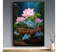 Senyanr 5D Broderie Kit de Peinture Diamant pour Adultes Panier Lotus,DIY diamant painting kit Complet pour Débutants,Diamond Painting Art Artisanat pour Murale Décor Square Drill 40x70cm