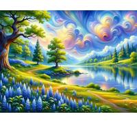 Senyanr 5D Diamond Painting Kits for Adults Blue Hyacinths, DIY Pond Full Square Drill diamond Art kits adults, Crystal Rhinestone Embroidery Canvas painting for Home Decor 18x26in