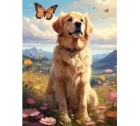 Senyanr 5D Diamond Painting Kits for Adults Dog Grassland, DIY Mountain Full Round Drill diamond Art kits adults, Crystal Rhinestone Embroidery Canvas painting for Home Decor 42x50in