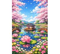 Senyanr 5D Diamond Painting Kits for Adults Lotus Pond, DIY Daisy Full Square Drill diamond Art kits adults, Crystal Rhinestone Embroidery Canvas painting for Home Decor 18x26in