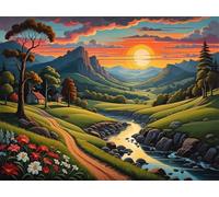 Senyanr 5D Diamond Painting Kits for Adults Mountain Fields, DIY Stream Full Square Drill diamond Art kits adults, Crystal Rhinestone Embroidery Canvas painting for Home Decor 18x26in