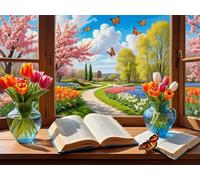 Senyanr 5D Diamond Painting Kits for Adults Tulips, DIY Garden Tree Full Round Drill diamond Art kits adults, Crystal Rhinestone Embroidery Canvas painting for Home Decor 10x18in