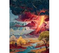 Senyanr 5D Diamond Painting Kits for Adults Volcano, DIY Thunder Full Round Drill diamond Art kits adults, Crystal Rhinestone Embroidery Canvas painting for Home Decor 42x50in
