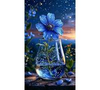 Senyanr 5D Fleur Bleu Eau Diamond Painting Adulte XXL,Bricolage 80x170cm carré Art du Diamant painting Kit Complet,Kit de peinture diamant Strass Point de Croix Artisanat,Home Decor Cadeau