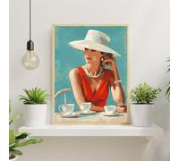 Senyanr Femme au chapeau Peinture Numero Adulte,Kit de Peinture à l'huile sur Toile Bricolage,Acryliques Soleil peinture par Numéro Enfants,Decoration Maison Cadeau 45x60cm(avec Cadre)