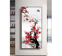 Senyanr Fleur de Prune Rouge Impression sur Toile 60x120cm Peinture sur Toile Tableau Moderne Tableau Decoration Murale Toile Tableaux pour Salons Chambres Cuisines