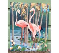 Senyanr Kit de Peinture Numero Enfant 30x40cm,DIY Framed Plante flamant rose Acrylique peinture numero Adulte avec Pinceaux,Paint by Numbers sur Toile Artisanat pour Décoration de Maison
